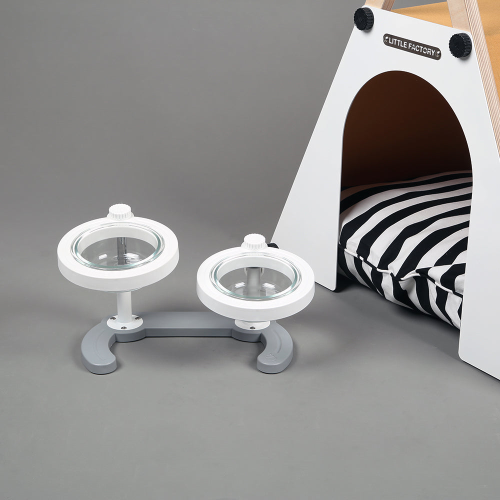 PAWKEMON Premium Adjustable Glass Pet Feeding Bowl